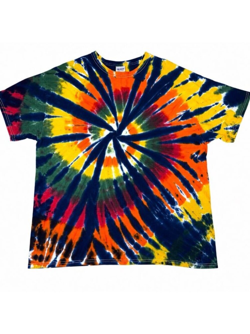 Gildan Heavy Cotton Tie-Dye Short Sleeve Crew Neck Cotton T-Shirt XL Hand-dyed